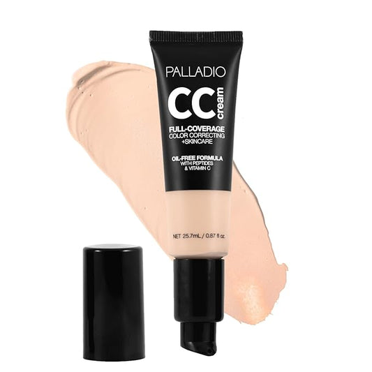 Palladio Full-Coverage Color Correction CC Cream, Oil-Free with Peptides & Vitamin C, Best for Correcting Redness and Uneven Skin Tone, Buildable Foundation Coverage (Fair 11N)-VivaGrace Women