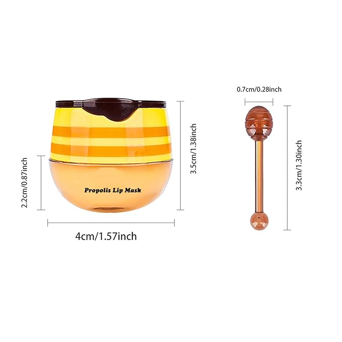 3Pcs Honey Lip Balm Honey Pot, Strawberry& Apple Lime Lip Mask Overnight Propolis Moisturizing Lip Balm Hydrating Prevention Dry and Crack Lip Scrubs Exfoliator, Beeswax with Vitamin E-VivaGrace Women