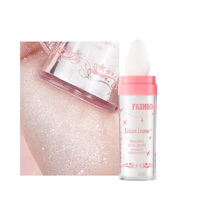 AKARY Shimmer Highlighter Powder, Fairy Polvo De Hadas Highlighter Powder & Blush Stick, Instant Glow Luminizer Duo, Glitter Body Face Hair High Gloss Stick, Sparkle Smudge-Proof Highlighter Stick Party Makeup (C-#01)-VivaGrace Women