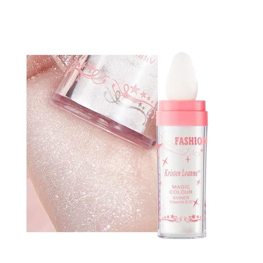 AKARY Shimmer Highlighter Powder, Fairy Polvo De Hadas Highlighter Powder & Blush Stick, Instant Glow Luminizer Duo, Glitter Body Face Hair High Gloss Stick, Sparkle Smudge-Proof Highlighter Stick Party Makeup (C-#01)-VivaGrace Women