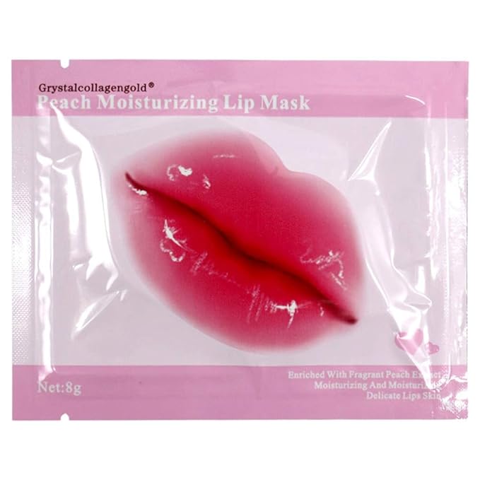 Adofect 30 Pieces Peach Moisturizing Collagen Lip Masks Crystal Lip Care Gel Pads Patches, Mouth & Lips Age Defying Masques - Great for Anti-Chapped, Anti-Wrinkle, Plump Your Lips, Rose Red-VivaGrace Women