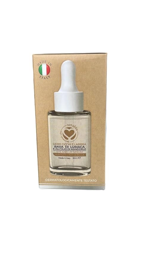 Siero Occhi e Labbra ala Bava di Lumaca e Olio di Mandorle with Snail Slime and Almond Oil for All Skin Types, 30 ml (Fl Oz 1.0) 1 unit - Made in Italy [italian import].-VivaGrace Women