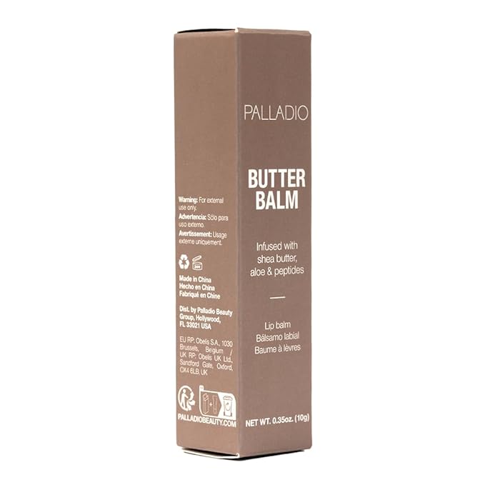 Palladio Butter Balm - Hydrating Lip Balm with Sheer Tint, Aloe, Peptides, Shea Butter, and Vegan Formulation for Instant Moisture, Shine, and Soothing Lip Care, Caramel Glazed-VivaGrace Women
