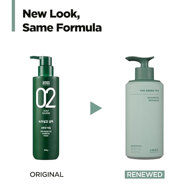 AMOS PROFESSIONAL The Green Tea Shampoo Refresh for Thinning Hair, Korean Shampoo for Oily Scalp l Deep Cleans, Strengthening Hair, All Hair Types, 16.9 fl.oz-VivaGrace Women