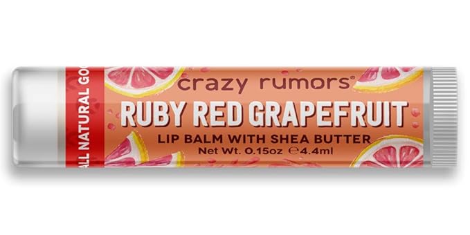 Crazy Rumors Ruby Red Grapefruit Lip Balm. 100% Natural, Vegan, Plant-Based, Made in USA (1-Pack)-VivaGrace Women