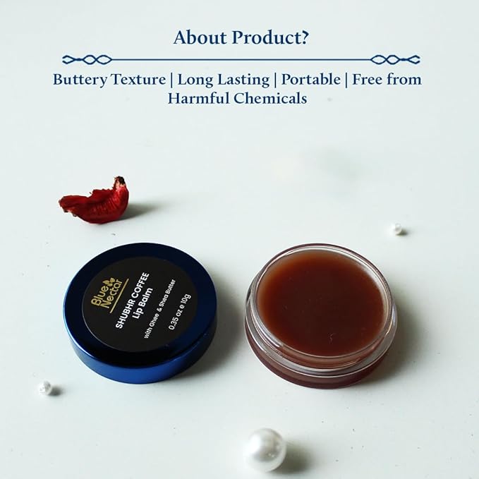 Blue Nectar Natural Hydrating Coffee Lip Balm with Organic Ghee for Dry Cracked Lips | Ayurvedic Lip Gloss with Herbal Clean Ingredients (0.35 oz, 10 Herbs)-VivaGrace Women