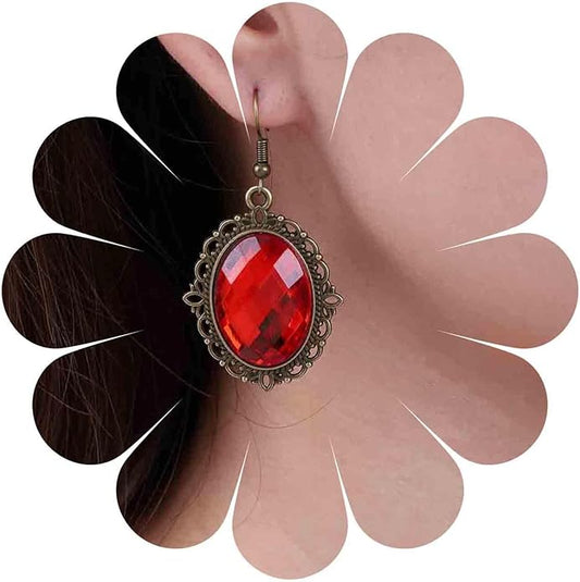 Vintage Black Crystal Drop Earrings Oval Onyx Dangle Earrings Large Onyx Stud Earrings Black Gem Hook Earrings Jewelry for Women and Girls-VivaGrace Women