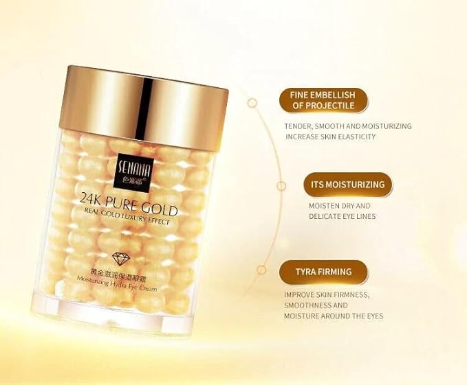 24K Gold Eye Cream For Deep Hydrating, Anti-Aging Gold Eye Cream For Dark Circles And Puffiness,Moisturizing Lightenex Gold Cream Lifting Eye SENANA (1 PACK)-VivaGrace Women