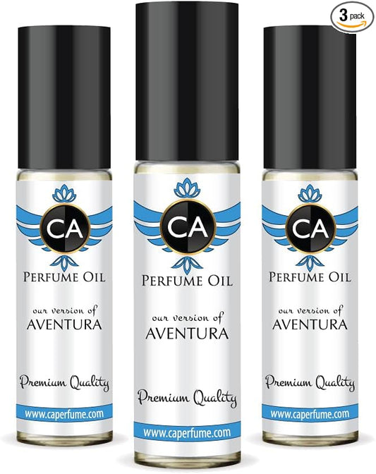 CA Perfume Impression of Aventura For Men Replica Fragrance Body Oil Dupes Alcohol-Free Essential Aromatherapy Sample Travel Size Concentrated Long Lasting Attar Roll-On 0.3 Fl Oz-X3-VivaGrace Women