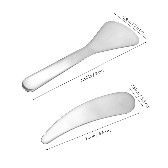 Compact Beauty Spatula Set - 2pcs Reusable Metal Makeup Scoop - Ideal for Lotions - Moisturizers and Creams - Essential Skincare Tool for Facial Care and Cosmetic Use-VivaGrace Women