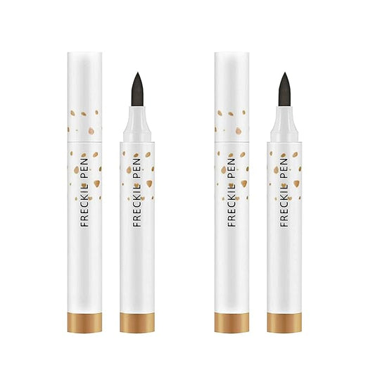 2 Pcs Freckle Pen Set, Natural Lifelike Fake Freckles Makeup Pen Magic Brown Color Freckles Makeup Tool Long-Lasting Waterproof Dot Spot Pen for Effortless Sunkissed Makeup (Light Brown)-VivaGrace Women