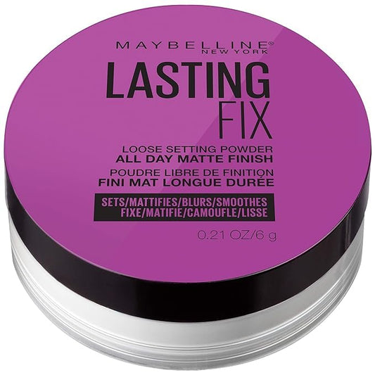 MaybellineFacestudio Lasting Fix Setting + Perfecting Loose Powder Makeup, All Day Matte Wear, Minimizes Shine, Sets Foundation Makeup, Translucent, 0.21 oz., White-VivaGrace Women