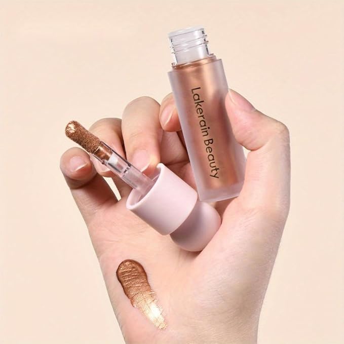 GECOMO Liquid Contour Beauty Wand Face Highlighter Bronzer Makeup Stick, Dewy Finish, Moisturizing Silky Smooth Texture 0.25 Oz/ 7.5ml - 03 ROSE GOLD-VivaGrace Women