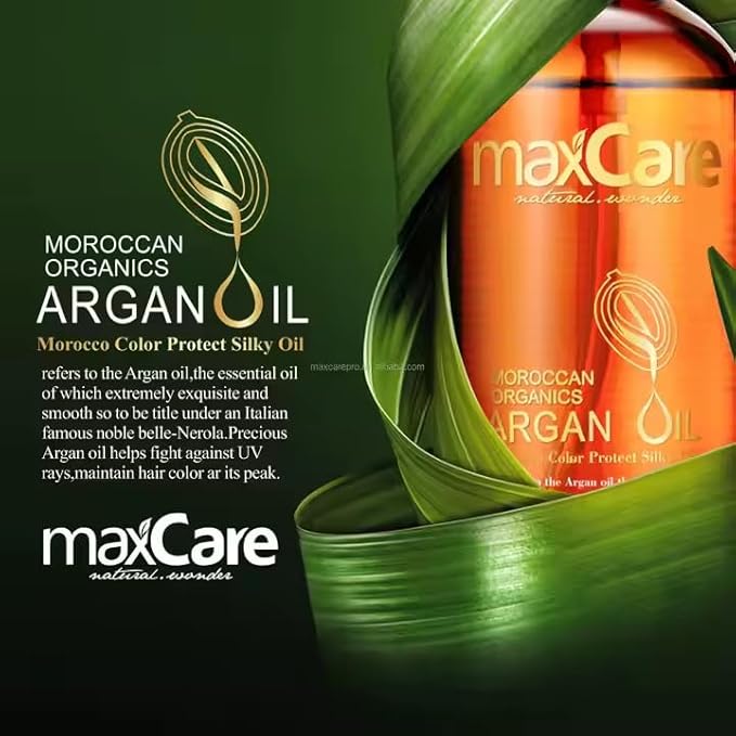 MaxCare Moroccan Argan Oil Hair Serum – Color Protect & Nourishing Treatment for Frizz Control, Shine & Heat Protection, 100ml – Lightweight, Non-Greasy, Sulfate-Free-VivaGrace Women