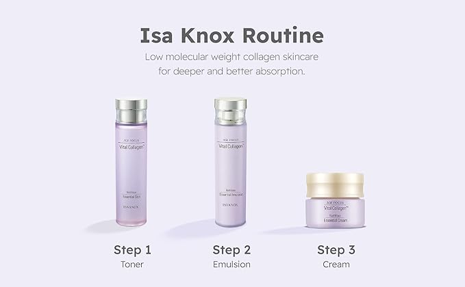 ISA KNOX AGE FOCUS VITAL COLLAGEN SKINCARE GIFT SET - Korean Luxury Premium High-end Skin Toner, Emulsion Lotion, Cream, Hydrolyzed Collagen, Vitamin B12, E, C, (370ml / 12.51 Fl Oz)-VivaGrace Women