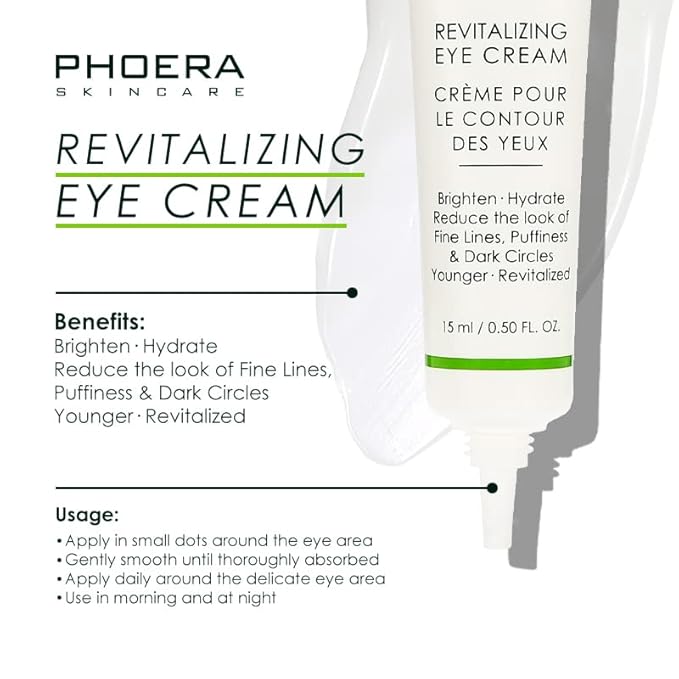 Phoera Revitalizing Eye Cream Brighten Hydrate Reduce The Fine Lines, Dark Circle Wrinkles And Puffiness For Men And Women Skin Loving Ingredients Apply In Morning And At Night-VivaGrace Women