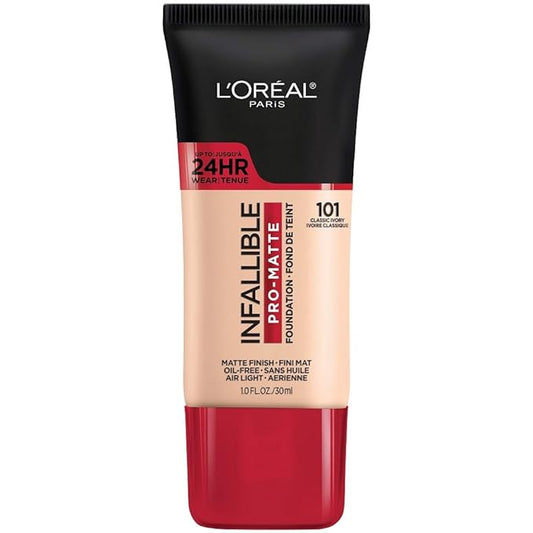 L'Oreal Paris Cosmetics Makeup Infallible Pro-Matte Liquid Longwear Foundation, Classic Ivory, 1 fl oz-VivaGrace Women