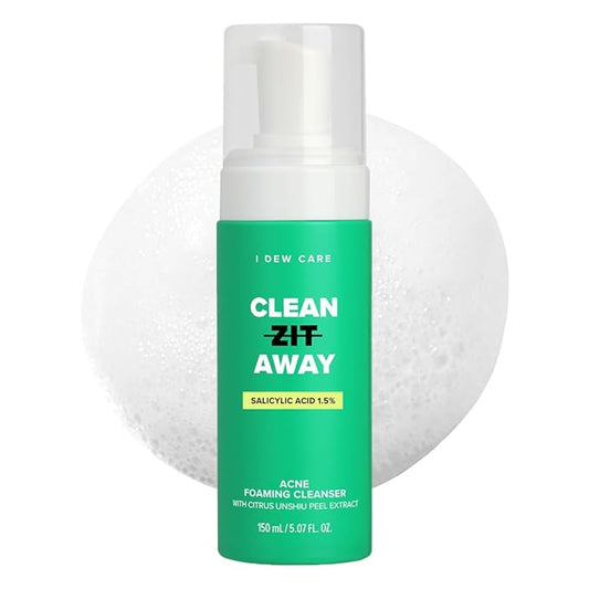 I DEW CARE Acne Face Wash - Clean Zit Away | with 1.5% Salicylic Acid, Soothing Face Wash for Blemishes, Facial Foaming Cleanser for Sensitive Skin, Korean Acne Skin Care, 5.07 fl oz