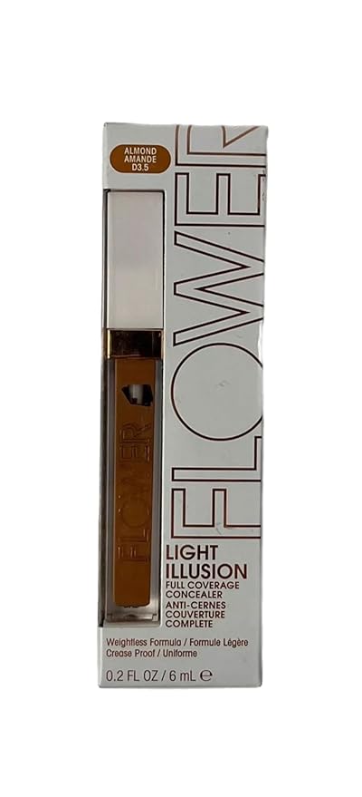 FLOWER BEAUTY By Drew Barrymore Light Illusion Full Coverage Concealer - Diffuse Dark Under Eye Circles + Blurs Blemishes - Weightless Formula + Crease Proof Makeup (Almond)-VivaGrace Women