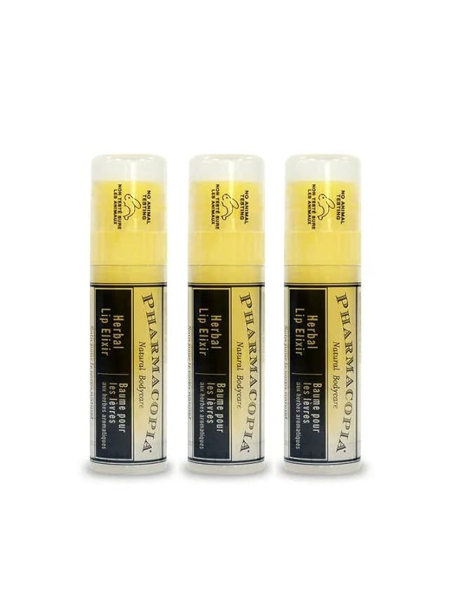Pharmacopia Chamomile Tangerine Vegan Lip Elixir - Nourishing Vegan Herbal Lip Balm with 100% Natural and 70% Certified Organic Ingredients, 0.25 Oz, Pack of 3-VivaGrace Women
