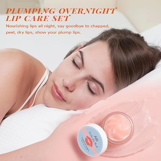 ANAIRUI Lip Mask Set, Lip Exfoliator Scrub & Moisturizer,Grapefruit Lip Care Kits With Lip Sleeping Mask & Sugar Lip Scrub, Lip Overnight Plumper Set for Dry, Chapped Lips-VivaGrace Women