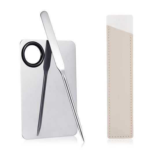 Foundation Spatula, Stainless Steel Makeup Mixing Palette with Makeup Spatula Korean Reusable Cosmetic Spatula Tool for DIY Liquid Foundation Nail Polish Contour Primer-VivaGrace Women