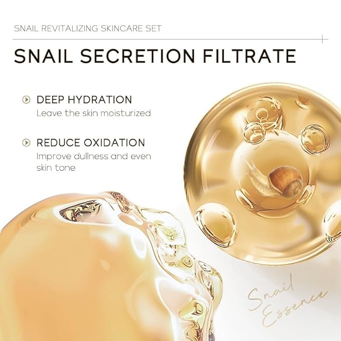 Snail Mucin Skin Care Set,Gold Snail Serum,Ginseng Snail Eye Cream,Snail Essence Cream 3 in 1 Essentials Travel,Improve Damaged Skin Lmproves Elasticity and Minimizes Pores(3pcs)-VivaGrace Women
