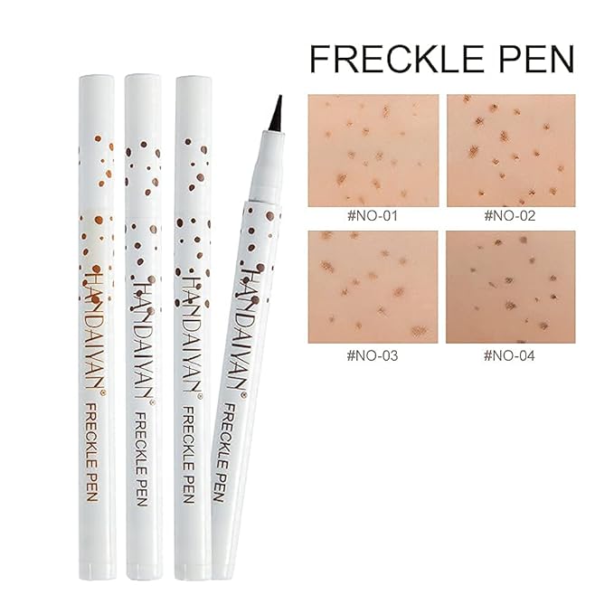 Freckle Pen 4 Colors Available, Natural Lifelike Freckle Makeup Pen, Waterproof Long Lasting Quick Dry - Light Brown, Natural Coffee, Chestnut, Dark Brown (2Pack) (3-Chestnut + 4-Dark Brown)-VivaGrace Women