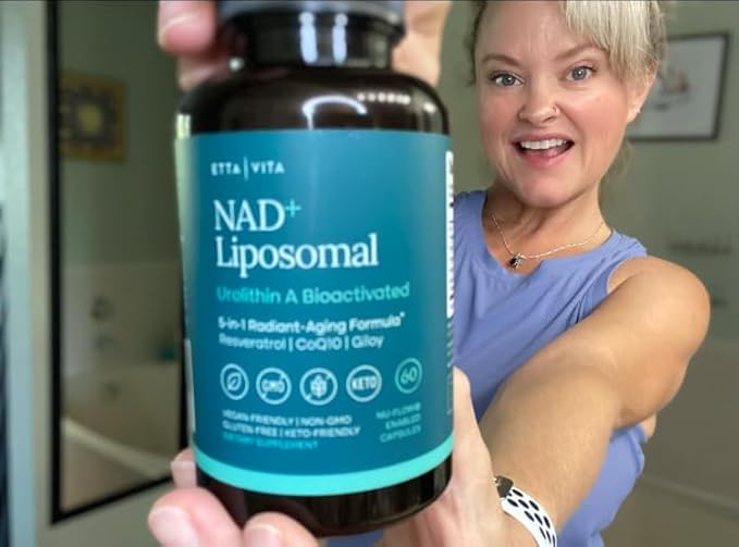 Liposomal NAD+ Supplement 500mg with Urolithin A, CoQ10, Resveratrol & Giloy (Made in USA) Mitochondrial, Cellular Energy, Cognitive, Anti-Aging & Detox Support - 3rd Party Tested Vegan, Non-GMO-VivaGrace Women