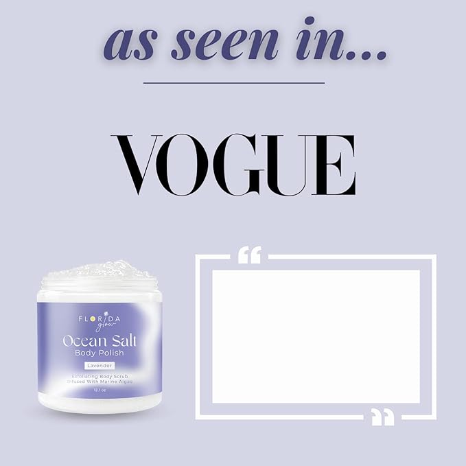 Sea Salt Body Scrub by Florida Glow - Ocean Salt Body Polish Infused with Marine Algae - Exfoliating Face and Body Scrub - to Tackle Acne and Scars for Smooth Soft Skin (Lavender, 12.1 oz)-VivaGrace Women