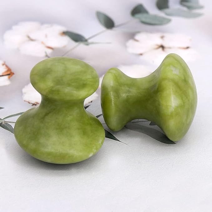 Mushroom Jade Gua Sha Facial Tools, Jade Roller Guasha Massage White Crystal Jade Stone Mushroom Shaped Face Lift Remove Wrinkles Massager for Women Spa, Body Relaxing (Green Jade)-VivaGrace Women