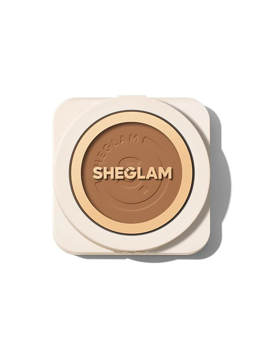 SHEGLAM SKin-Focus Full Coverage Powder Foundation Oil-Control Lightweight Face Pressed Powder Makeup-Chestnut-VivaGrace Women