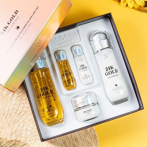 Signature 24K Gold Essential Skin Care 3 Set Toner, Emulsion, Cream Set (24K Gold)-VivaGrace Women