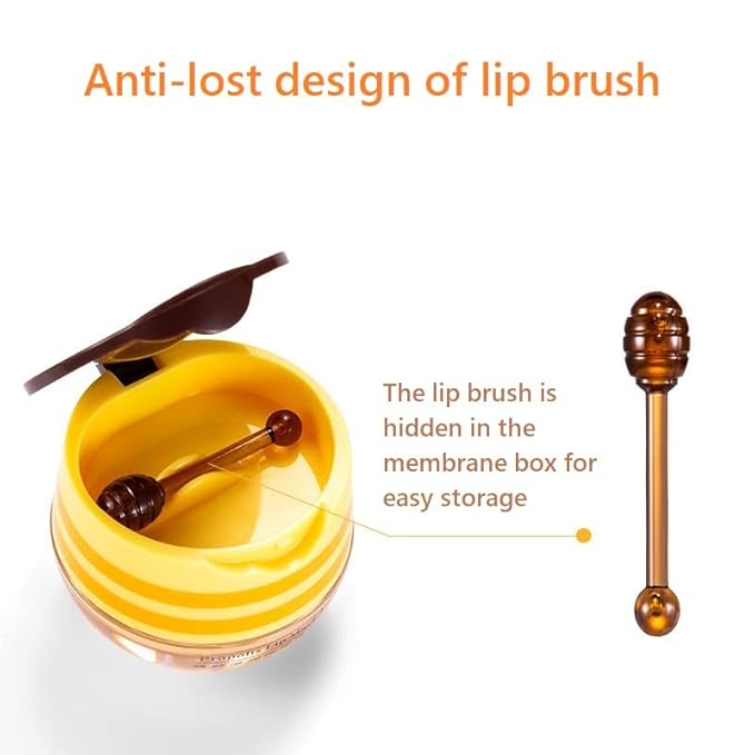 Lip Balm Honey Pot, Honey Moisturizing Lip Mask Reduces Lip Lines,Prevention Dry and Cracked Lip Scrubs Exfoliator.-VivaGrace Women