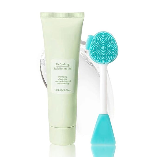 KOEC Purifying Exfoliating Gel with Face Washing Brush, Exfoliating Face Wash, Deep Cleansing Peeling Gel for the Whole Body, Facial Scrub Exfoliator, Oil & Dirt Cleanser for All Skin Types (1PCS)