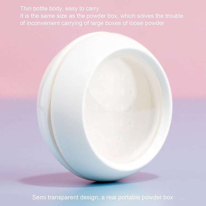 Dioche Loose Powder Container with Puff Sifter Lids, Plastic Refillable Empty Loose Powder Puff Case Face Powder Blusher Makeup Cosmetic Jars Containers for Travel Daily Use-VivaGrace Women