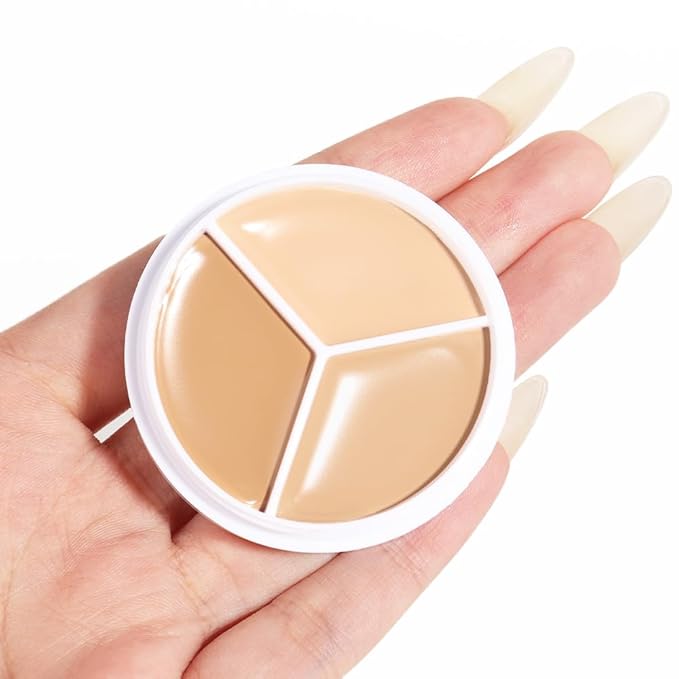 Kaely Tri Color Concealer Pot,Color Correcting Concealer for Dark Circles Spots,3 Color Cream Concealer Full Coverage,Foundation Contour Makeup Palettes,under Eye Brightener corrector de ojeras,01-VivaGrace Women