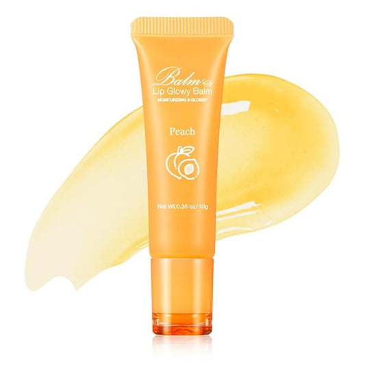 GECOMO Lip Glowy Balm, Moisturizing Lip Gloss, Nourishing Glossy Transparent Plumping Oil, Non-sticky Tinted Toot Lip Balm for Lip Care (PEACH) 0.35oz-VivaGrace Women