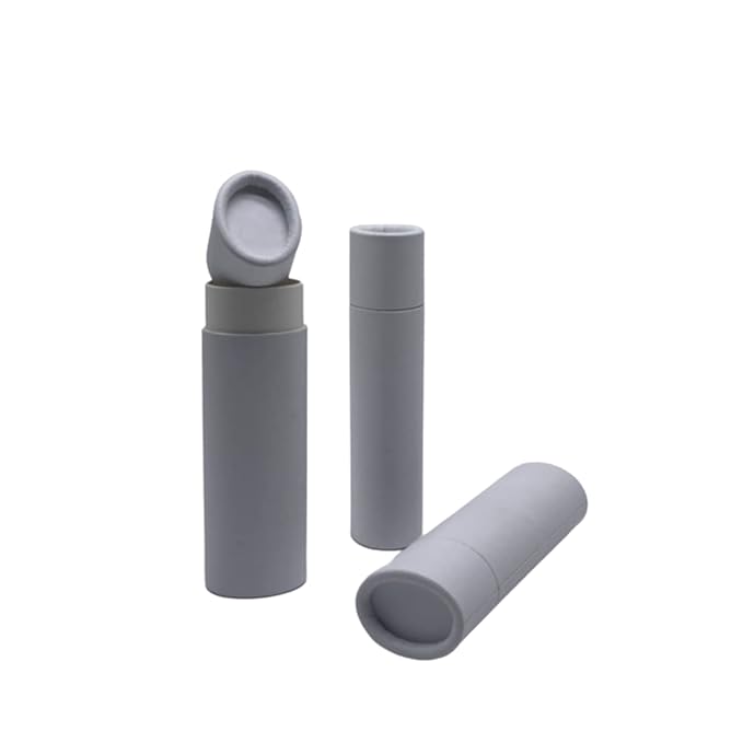 GreenWay 0.5oz / 15g Kraft Paperboard Lip Balm Tubes with Lids - 12 Pack Lip Gloss Tubes Refillable DIY Cosmetic Containers – Oval Shaped Lip Balm Containers Empty Holder Tubes - White-VivaGrace Women