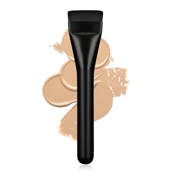 Flat Foundation Brush,Korean Makeup Brush Spatula Facial Brush for Liquid Foundation,Premium Face Makeup Brush for Blending Cream (Black)-VivaGrace Women