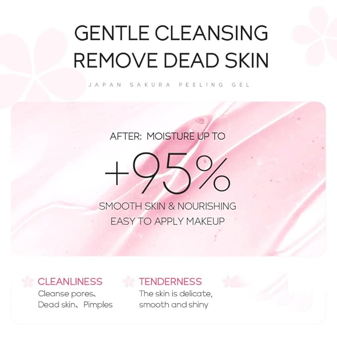 AKARY Sakura Face Peeling Gel for Women Facial and Body Clean Skincare Remove Dark Spots & Firm Skin Tone, Gentle Exfoliator Deep Cleansing Skin Moisturizing Gel for All Skin Types