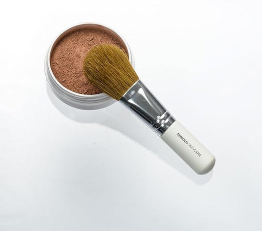 Serious Skincare BELLA ROSE PRO-MINERALS Loose Mineral Powder Makeup Foundation SPF 15 + Goat Hair Application Brush – Sheer to Full Coverage – Luminous Matte Finish – Men and Women - .50 oz (Dark)-VivaGrace Women
