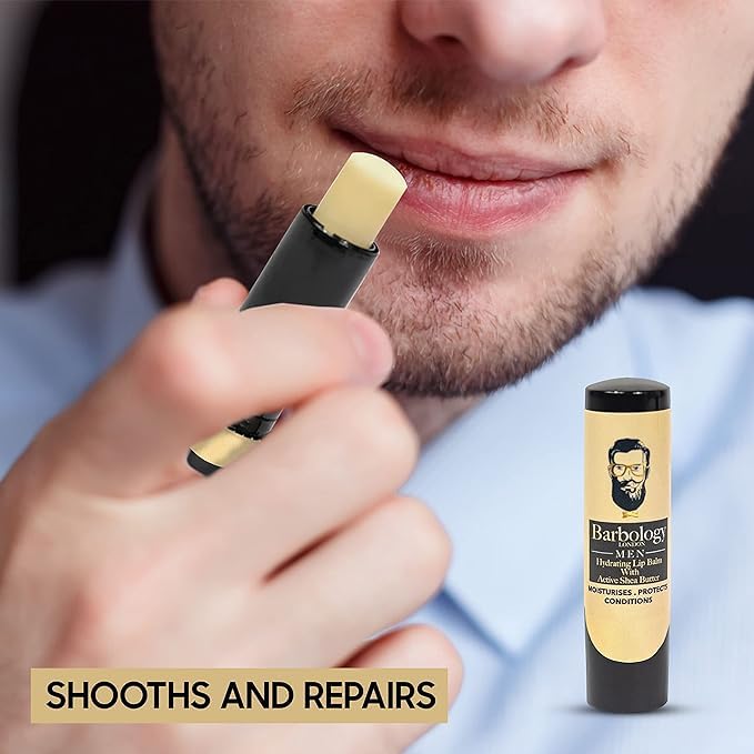 Men's Moisturizing Lip Balm for Chapped Lips with Organic Moroccan Argan Oil, Lightweight Formula Leaves Zero Residue, 0.17oz (Pack of 3)-VivaGrace Women