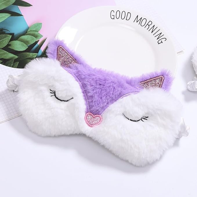 Fox Eye Mask Plush Fox Cloud Sheep Dream Eye Cover Sleeping Mask Eye Band Shade Blindfold Goggles Relax Travel Eye Patch-VivaGrace Women