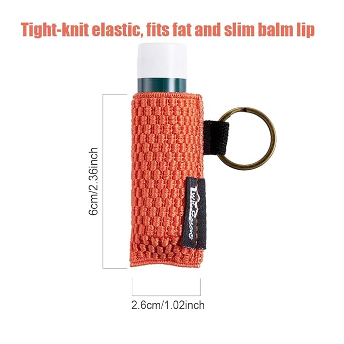 WK IEASON Lip Balm Sleeves Holder Keychain 3pcs Clip on Chapstick Lipstick Sleeves Keychain Holder Pouch Tight-Knit Elastic Lipstick Sleeves Key Ring(Black/Jade/Orange)-VivaGrace Women