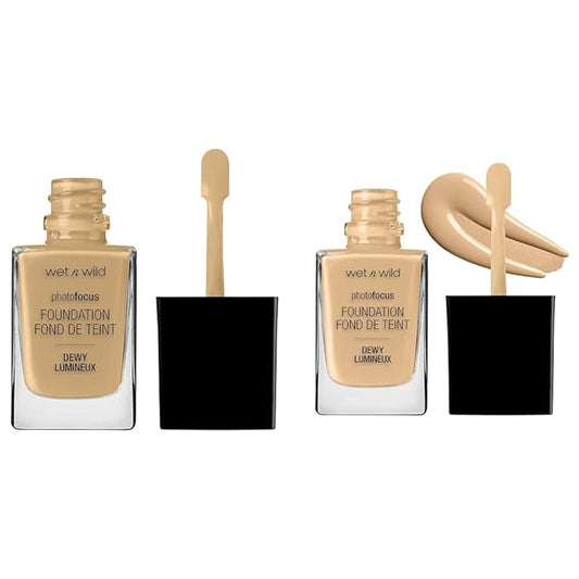 wet n wild Photo Focus Dewy Foundation Cream Beige & Buff Bisque Liquid Makeup Bundle-VivaGrace Women