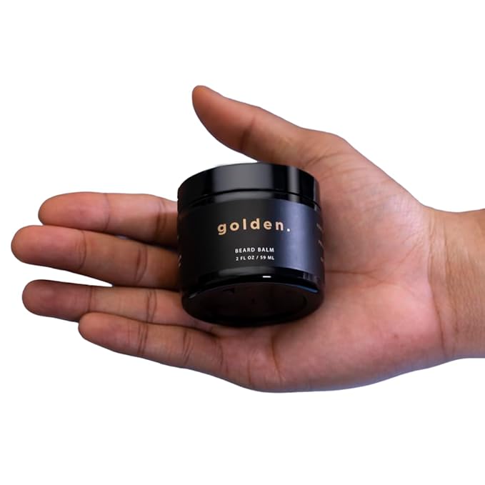 Golden Grooming Co. Beard Balm for Men - Strengthens & Softens Beards and Mustaches - Adds Shine & Tames Flyaway Hair, Beard Styling Balm with Argan Oil - Peppermint Scent - 2 Ounce-VivaGrace Women