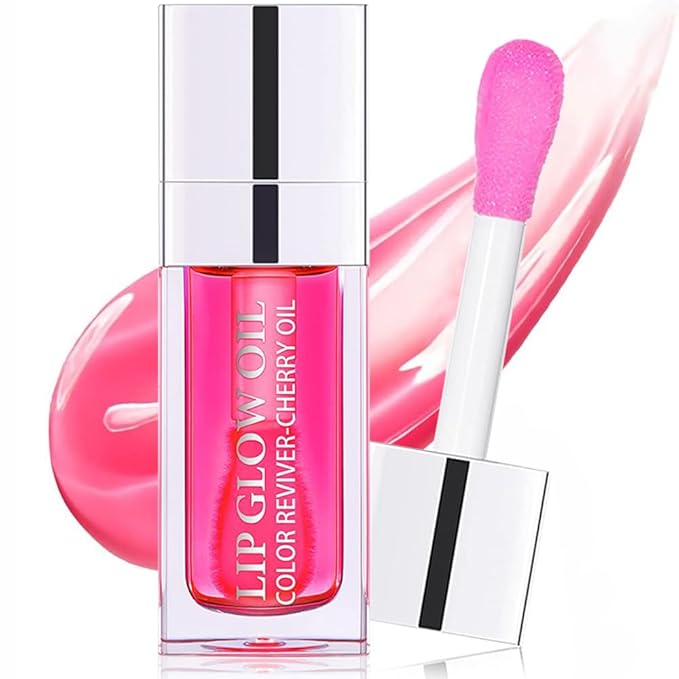 Plumping Lip Oil, Moisturizing Lip Glow Oil, Long Lasting Nourishing Lip Gloss Lip Balm, Non-sticky Transparent Toot Lip Oil Tinted for Lip Care and Dry Lip - Raspberry-VivaGrace Women