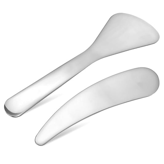 Compact Beauty Spatula Set - 2pcs Reusable Metal Makeup Scoop - Ideal for Lotions - Moisturizers and Creams - Essential Skincare Tool for Facial Care and Cosmetic Use-VivaGrace Women