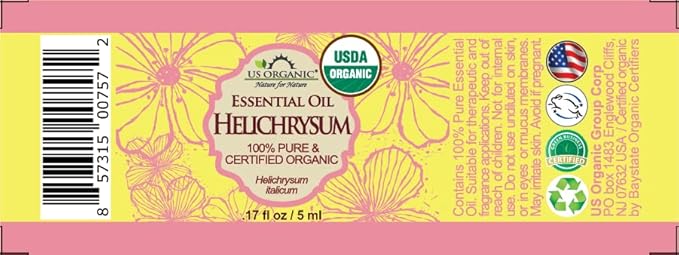 US Organic Helichrysum Essential Oil, USDA Certified Organic, Steam Distilled, Sourced from The Balkan Peninsula, High end Essential Oil (5 ml)-VivaGrace Women